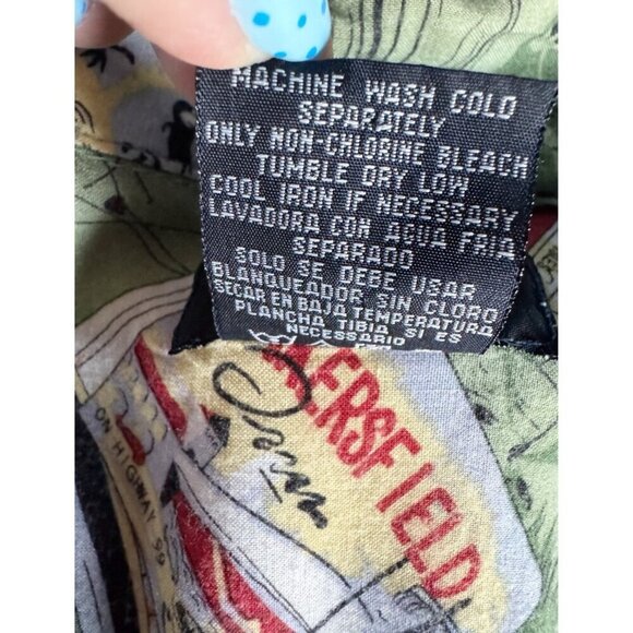 Vintage K.A.D. Men's Sz XL Green Button Up Camp Hawaiian Bowling Print Shirt - Picture 5 of 11